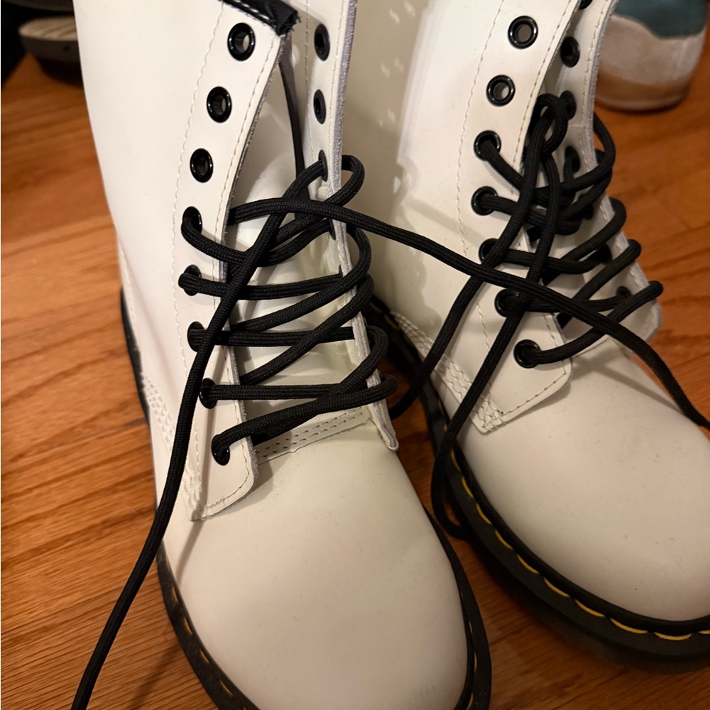 Dr. Martens White Boots with Black Details
